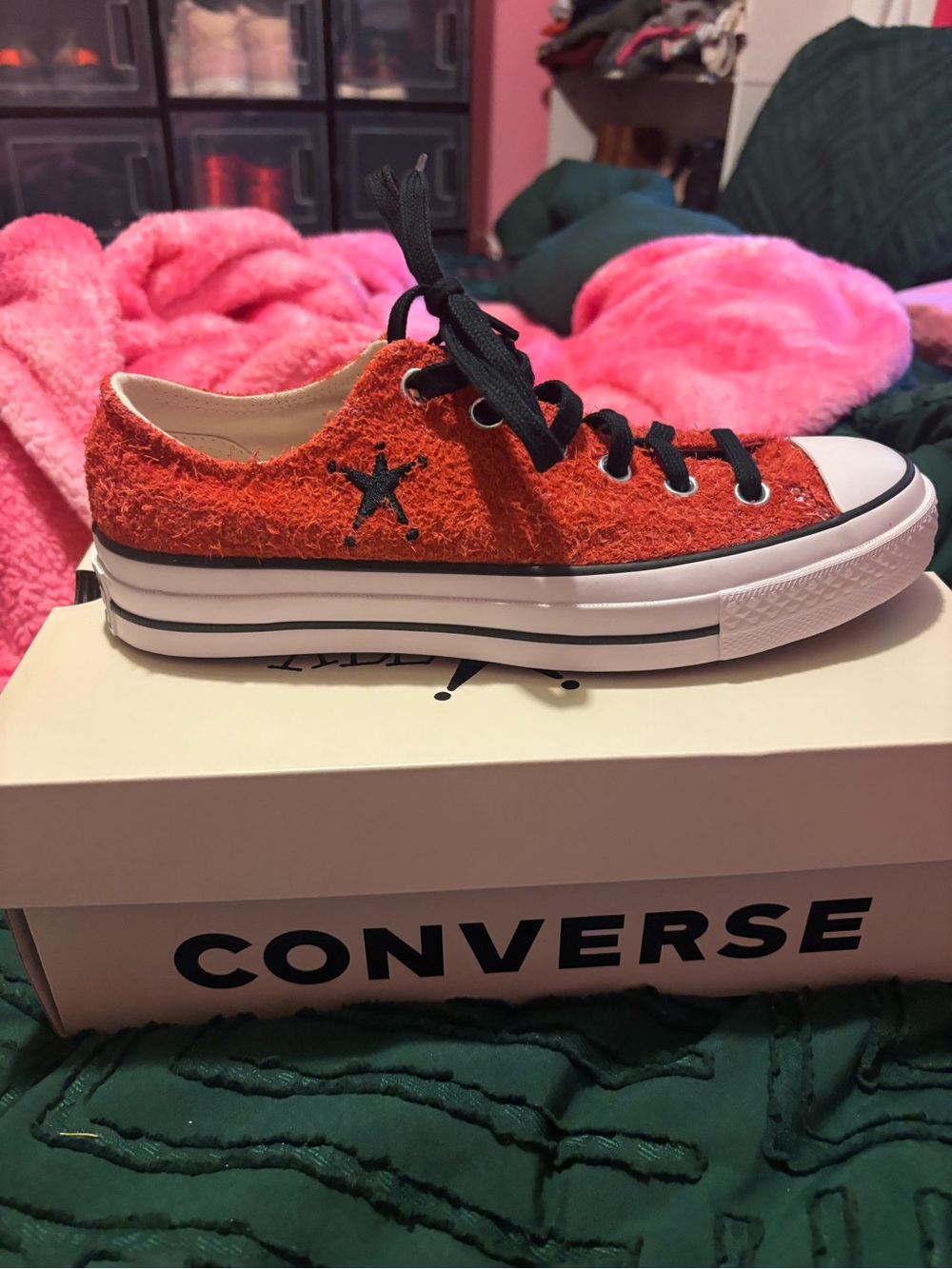Converse Poppy Red Low Top Sneaker With Box